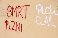 Graffiti in der Nähe des Slavia-Stadions