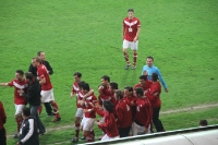 Essener Spieler bejubeln das 2:0 in Krefeld 2012