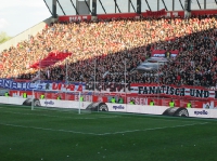 RWE Westtribühne mit Ultras Banner 