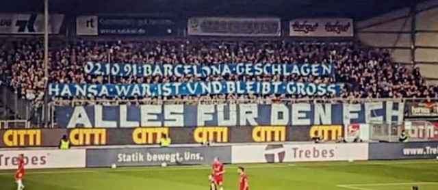 Hansa ist groß! 2.10.1991: Sieg gegen Barcelona! 2.10.2021: Sieg in Kiel!